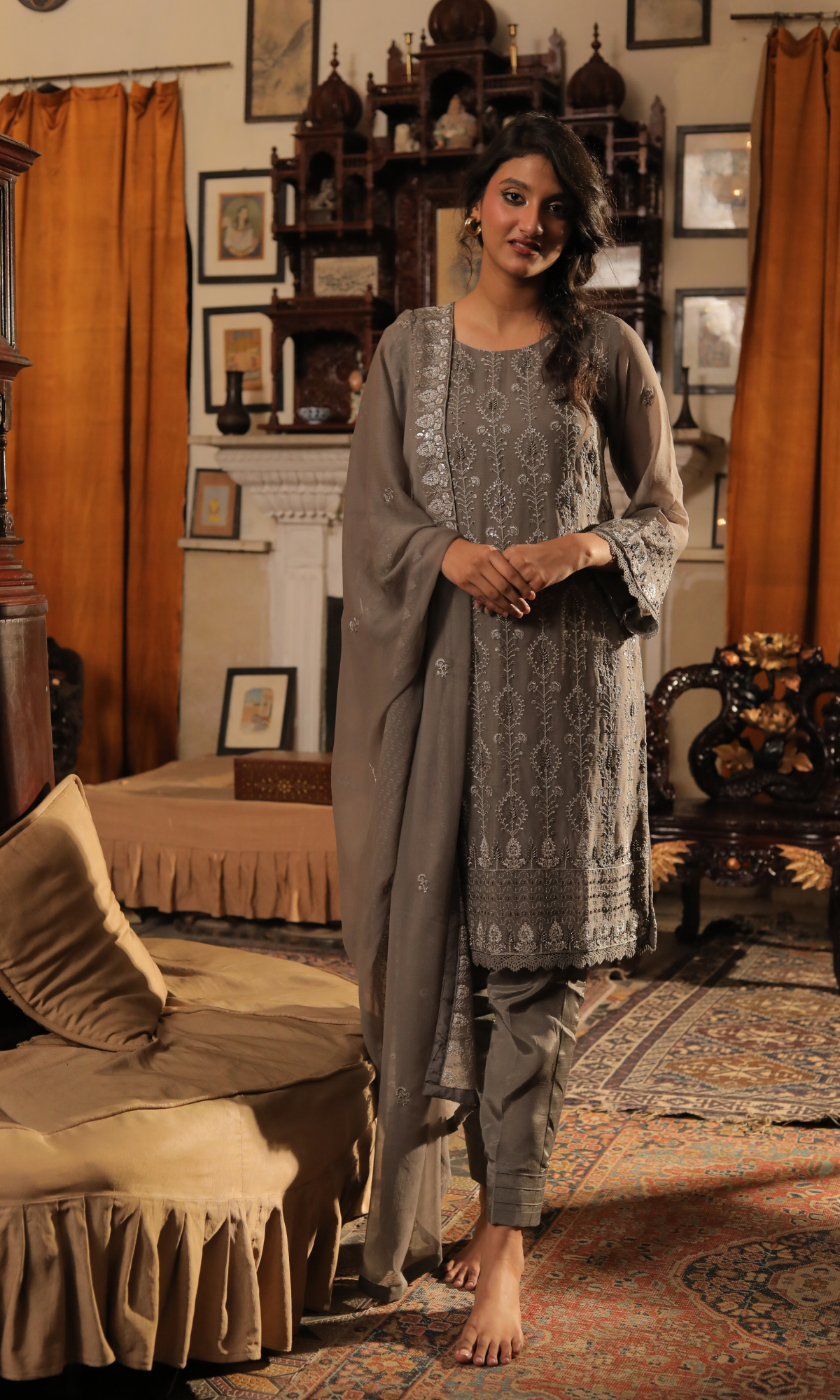 Republic Women's 01 Gray Dheemi Sada 3-Piece Dress