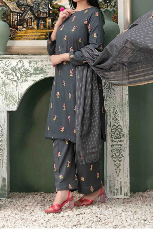 Clemira By Tawakkal Stitched 3 Piece Fancy Emb Lawn Collection-D-2064