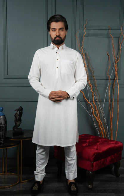 ER 576 White Shirt Collar Kurta Pajama