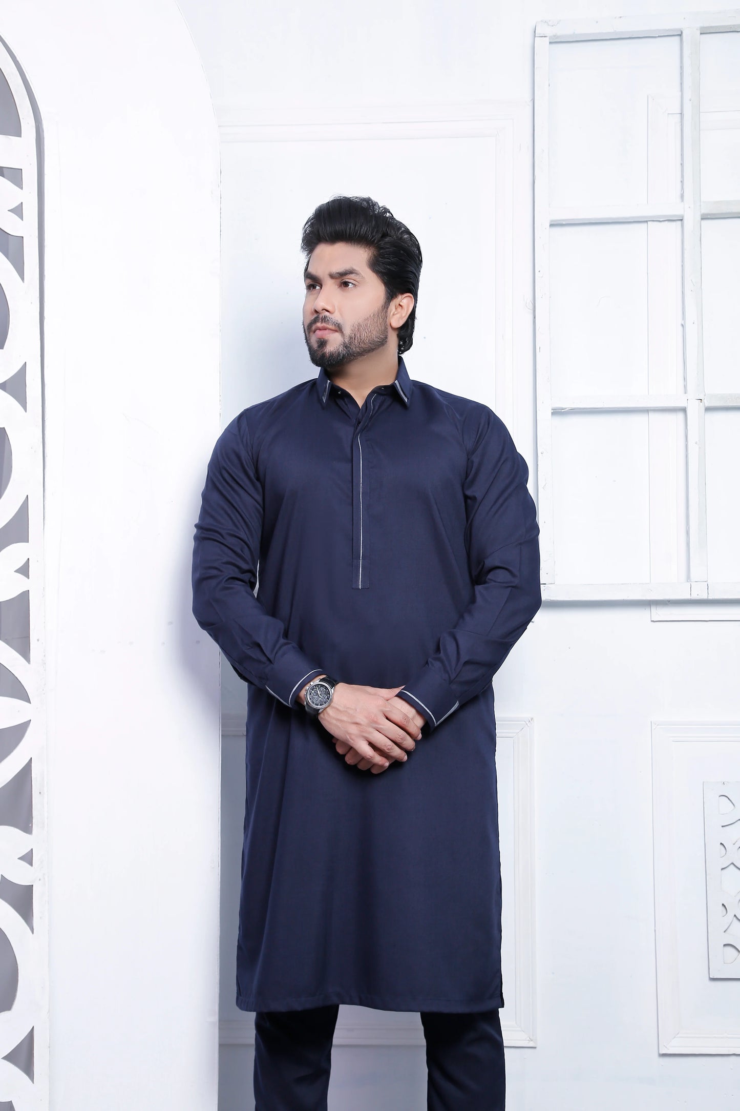 ER 496 Navy Blue Kurta Pajama For Men