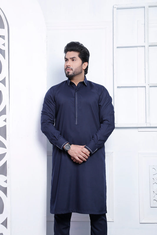 ER 496 Navy Blue Kurta Pajama For Men