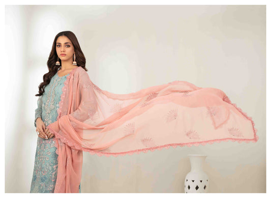 MEHZEBEEN 3-Piece Embroidered Chiffon Suit | D-5596  | Elegant Semi-Stitched