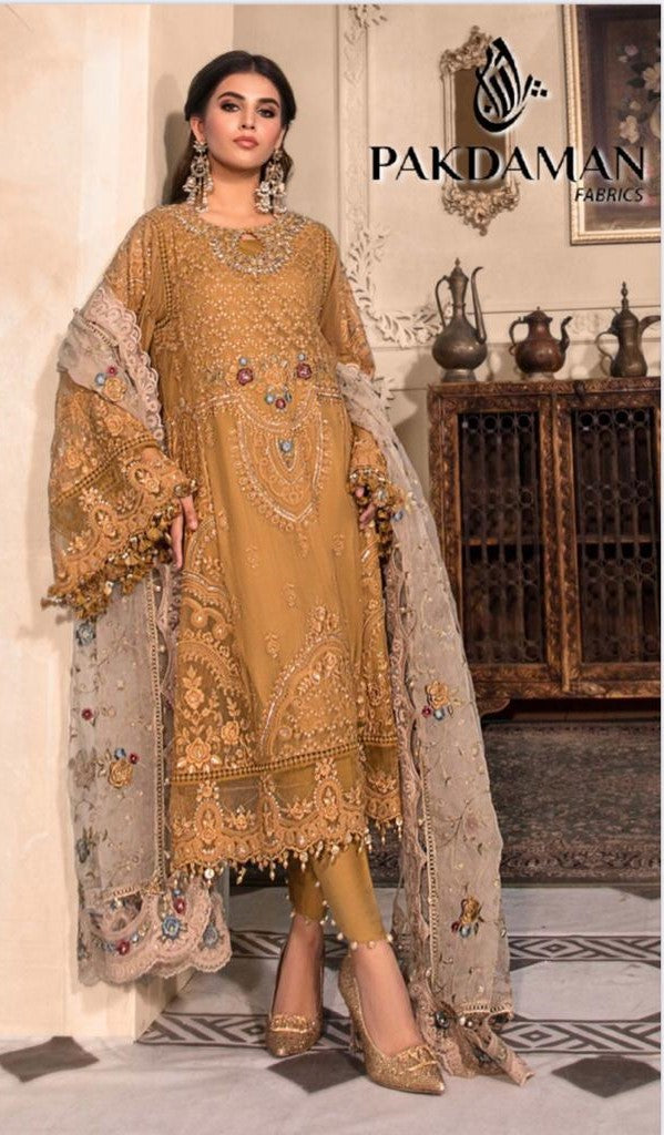 PAKDAMAN SEMI STITCHED C3 MUSTARD