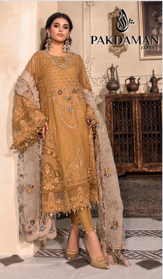 PAKDAMAN SEMI STITCHED C3 MUSTARD