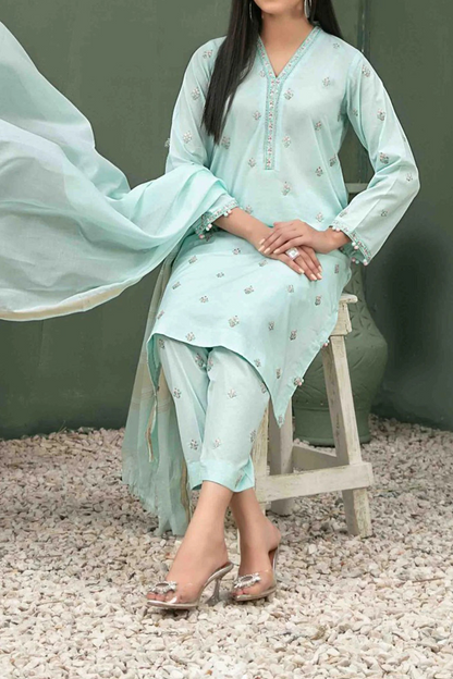 Clemira By Tawakkal Stitched 3 Piece Fancy Emb Lawn Collection D-2069