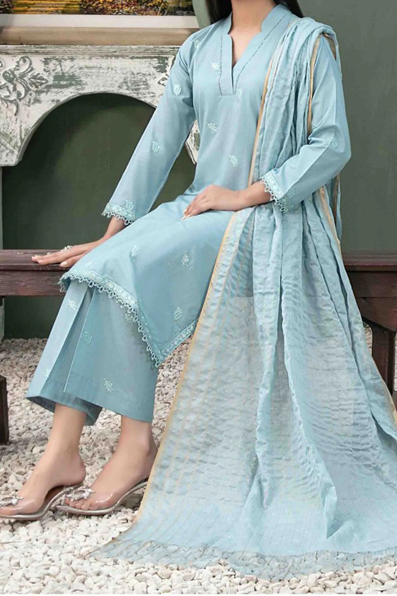 Clemira By Tawakkal Stitched 3 Piece Fancy Emb Lawn Collection D-2069