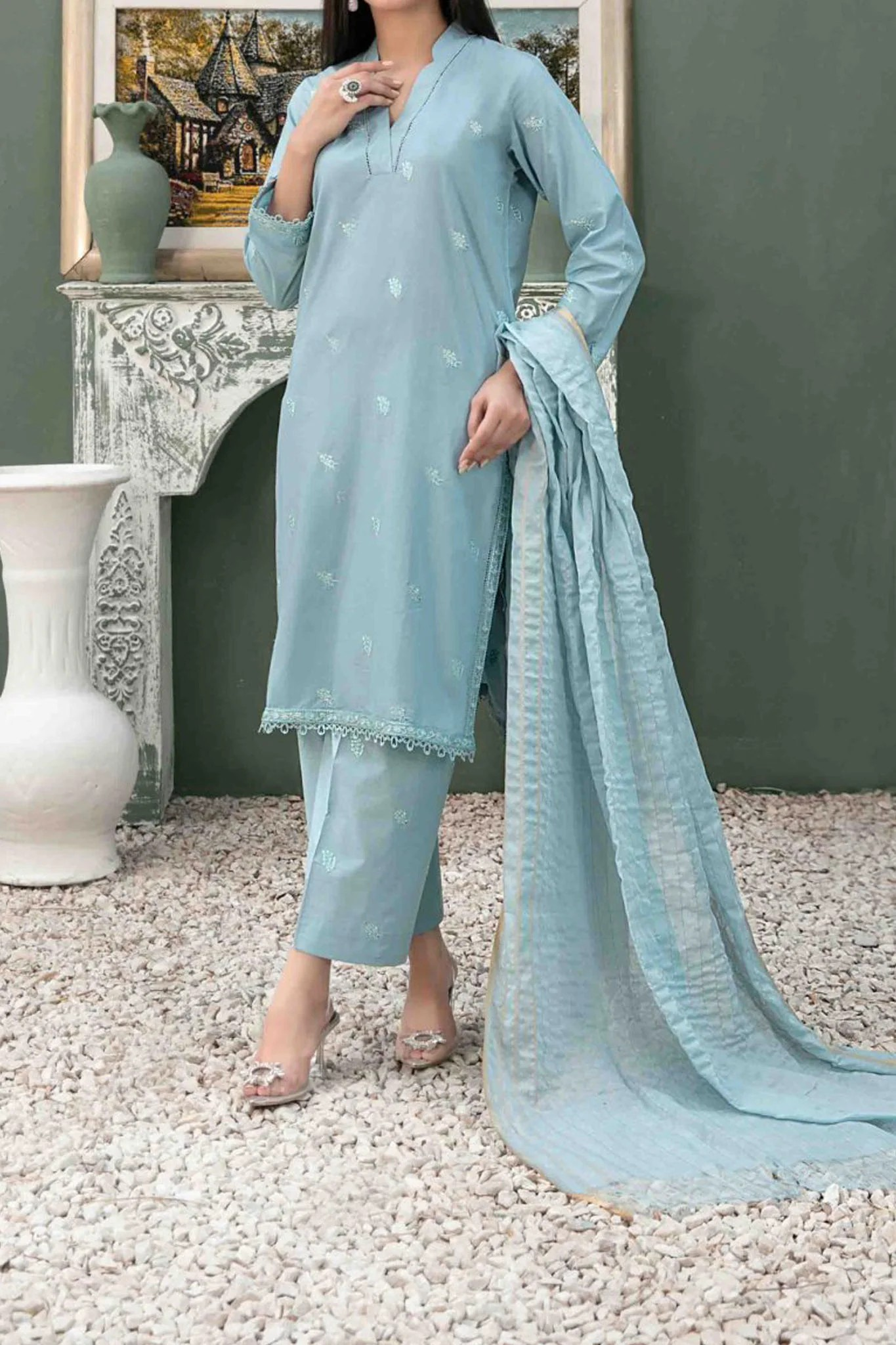 Clemira By Tawakkal Stitched 3 Piece Fancy Emb Lawn Collection D-2069